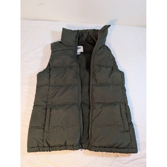 Old Navy Frost Free Fleece Lined Full Zip Quilted Puffer Vest Green Sz XS C10 - Picture 7 of 8